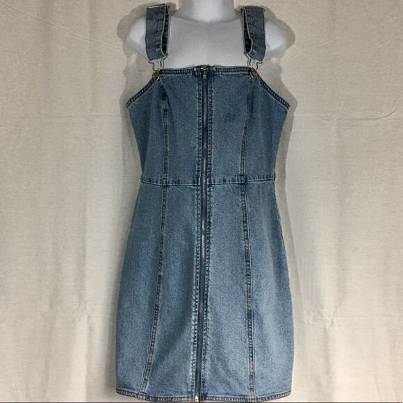 Forever 21 jean zipper dress overalls size Small - Picture 1 of 4